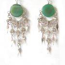 OASIS ~ Green Agate Silver Chandelier Earrings