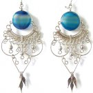 RADIANT ~ BLUE AGATE Silver Chandelier Earrings
