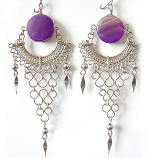 RHAPSODY ~ Purple Agate Silver Chandelier Earrings