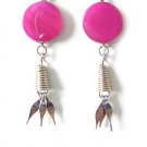 SIMPLICITY ~ Fuchsia Agate Silver Spears Earrings