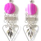 SPRING ROMANCE ~ Fuchsia Agate Silver Chandelier Earrings
