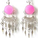 SPRINGTIME ~ Fuchsia Agate Silver Chandelier Earrings