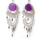TANGO ~ Purple Agate Silver Chandelier Earrings