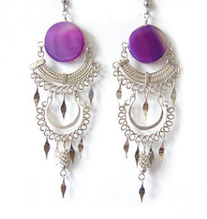 TANGO ~ Purple Agate Silver Chandelier Earrings