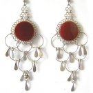 TERRA COTTA ~ Carnelian Agate Silver Chandelier Earrings