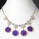 GYPSY FLOWER ~ PURPLE AGATE Silver INCA Necklace Choker