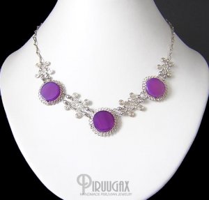 INHERITANCE TRILOGY ~ Purple Agate Silver Necklace Choker
