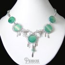 INNER BEAUTY ~ Green Agate & Quartz Silver Gypsy Boho Necklace Choker