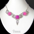 MYSTICAL PIRAMIDS ~ Fuchsia Agate Silver Necklace Choker