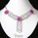 REPLENISHMENT ~ Fuchsia Agate Silver Lariat Style Necklace