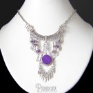 SIMPLE SOPHISTICATION ~ Purple Agate & Amethyst Silver Chandelier Necklace