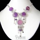 SPIRIT OF BEAUTY ~ Purple Agate & Amethyst Silver Chandelier Necklace