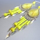 LEMON COCKTAIL ~  Hand Woven Hippie Thread Chandelier Earrings