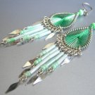 FRESH MINT ~  Hand Woven Hippie Thread Chandelier Earrings