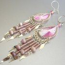 SWEET WINE ~  Hand Woven Hippie Thread Chandelier Earrings