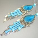 KAHLUA ~  Hand Woven Hippie Thread Chandelier Earrings