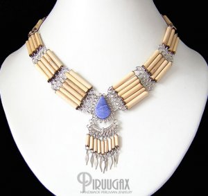 Tribal Ethnic handmade Sodalite Silver Bamboo Choker