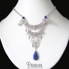 Gothic Solidate Lapis Lazuli Silver Dangle Necklace
