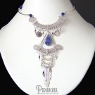 Solidate Lapis Lazuli  Tear drop Silver Dangle Necklace