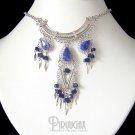 Boho Solidate Lapis Lazuli nuggets Silver Filigree Necklace