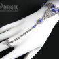 ROYAL BLUE Cat Eye Beaded Silver Slave Bracelet & Ring
