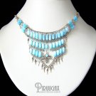 TURQUOISE Cat Eye Beaded Silver Marijuana Pot Necklace