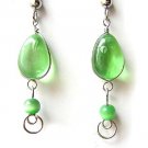 TURQUOISE Cat Eye Beaded Silver Mini Dangle Earrings