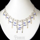 ROYAL BLUE Cat Eye Beaded Tiers Dangle Necklace Choker