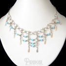 TURQUOISE Cat Eye Beaded Tiers Dangle Necklace Choker