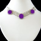VIOLET SPIRALS ~ Purple Silver Necklace Choker