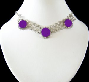 VIOLET SPIRALS ~ Purple Silver Necklace Choker