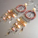 Brown Cat Eyes Hand Woven Hippie Dreamcatcher Chandelier Earrings