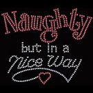 Naughty But In A Nice Way Rhinestud On A Black Shirt