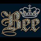 Queen Bee Rhinestone Printed On A Black OR White Shirt