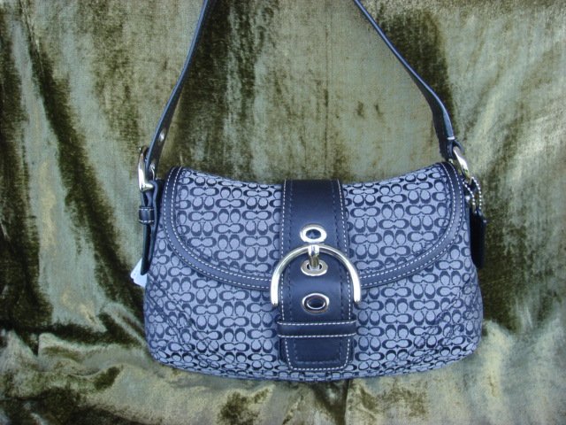 COACH Soho Mini Signature Small Flap - F12308 Black / Silver