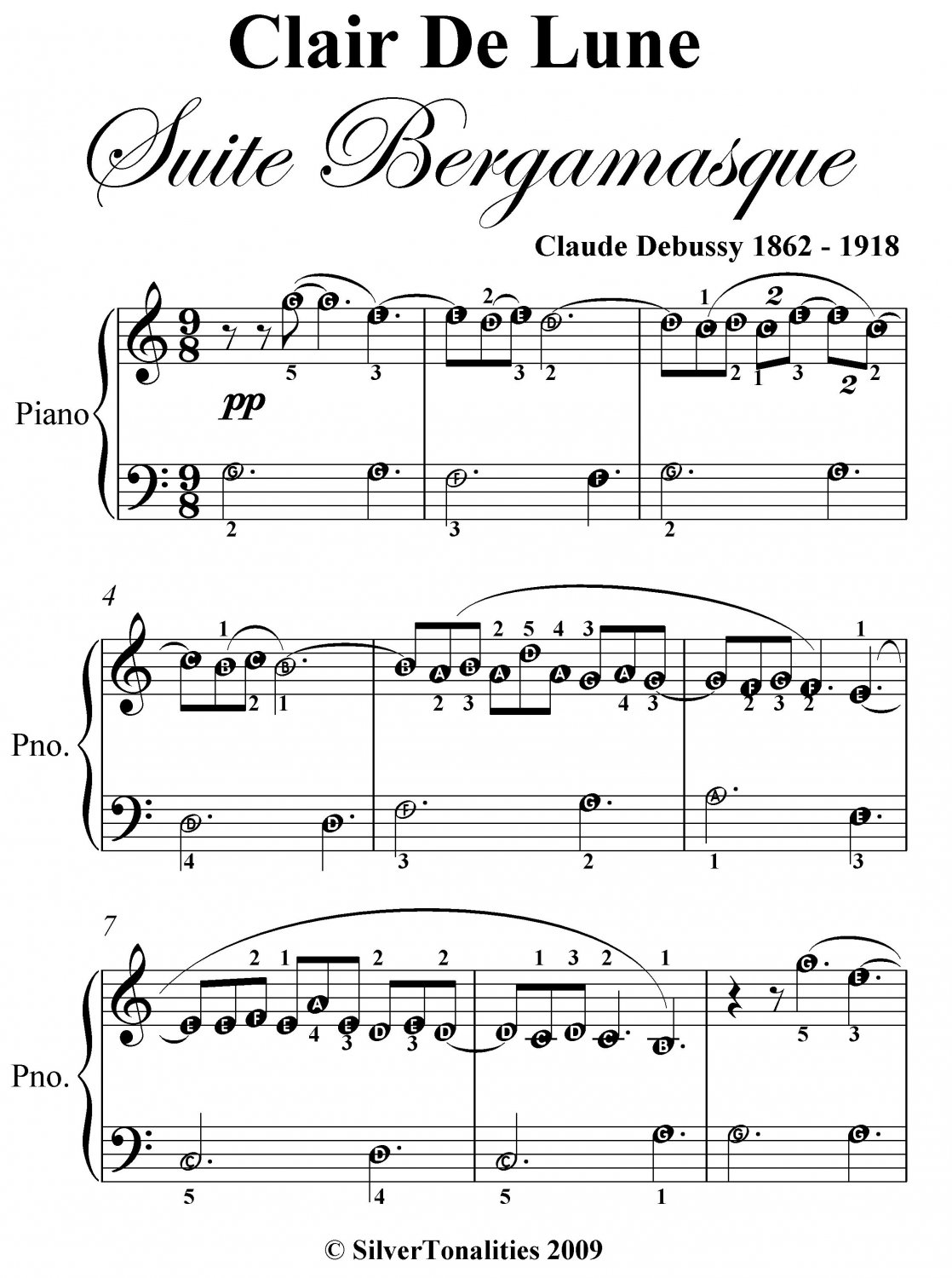 Clair de Lune Easiest Piano Sheet Music PDF