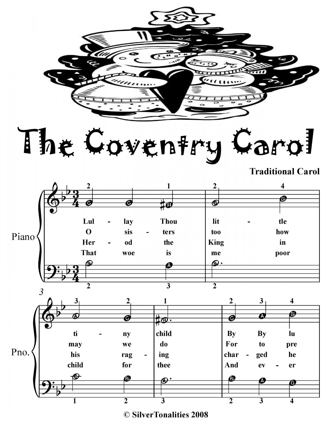 Coventry Carol Easy Piano Sheet Music Tadpole Edition PDF