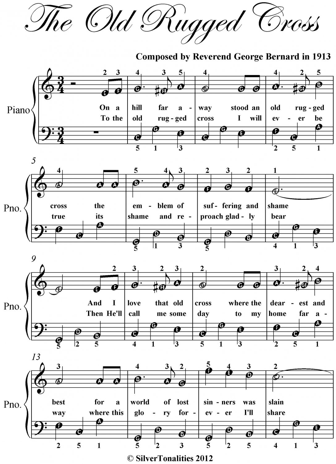 Printable Free Printable Printable The Old Rugged Cross Sheet Music