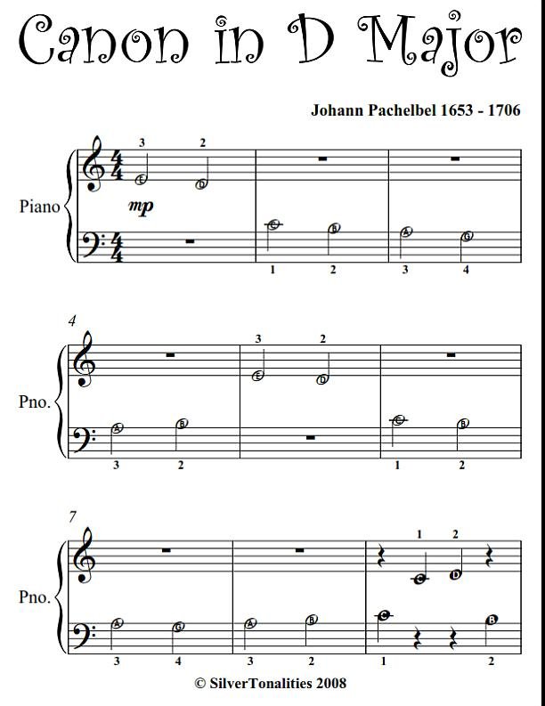 Canon in D Beginner Piano Sheet Music PDF