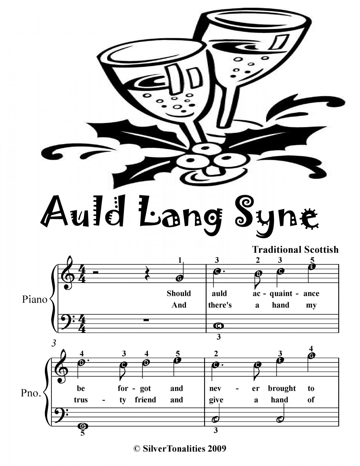 Auld Lang Syne Easy Piano Sheet Music PDF