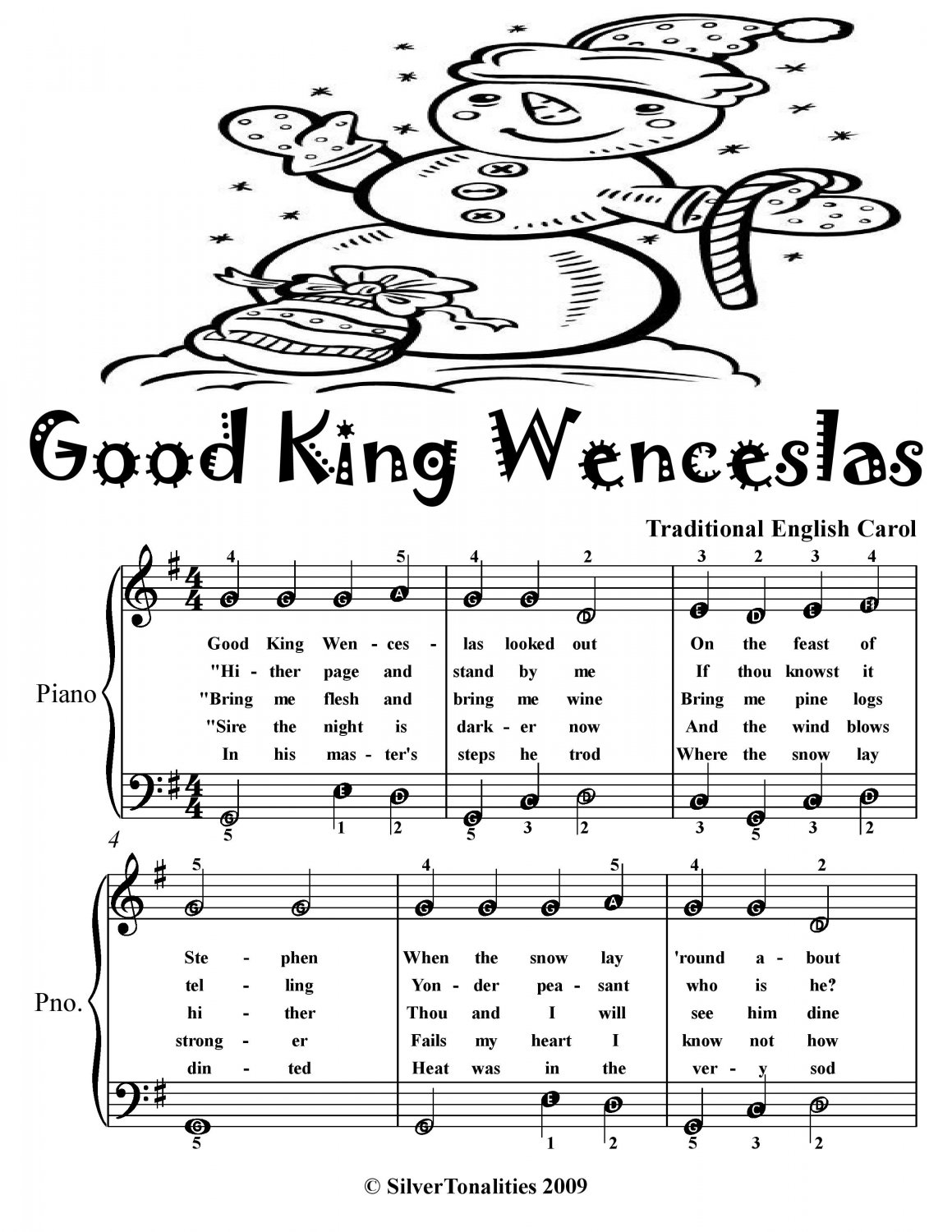 Good King Wenceslas Easy Piano Sheet Music Tadpole Edition PDF