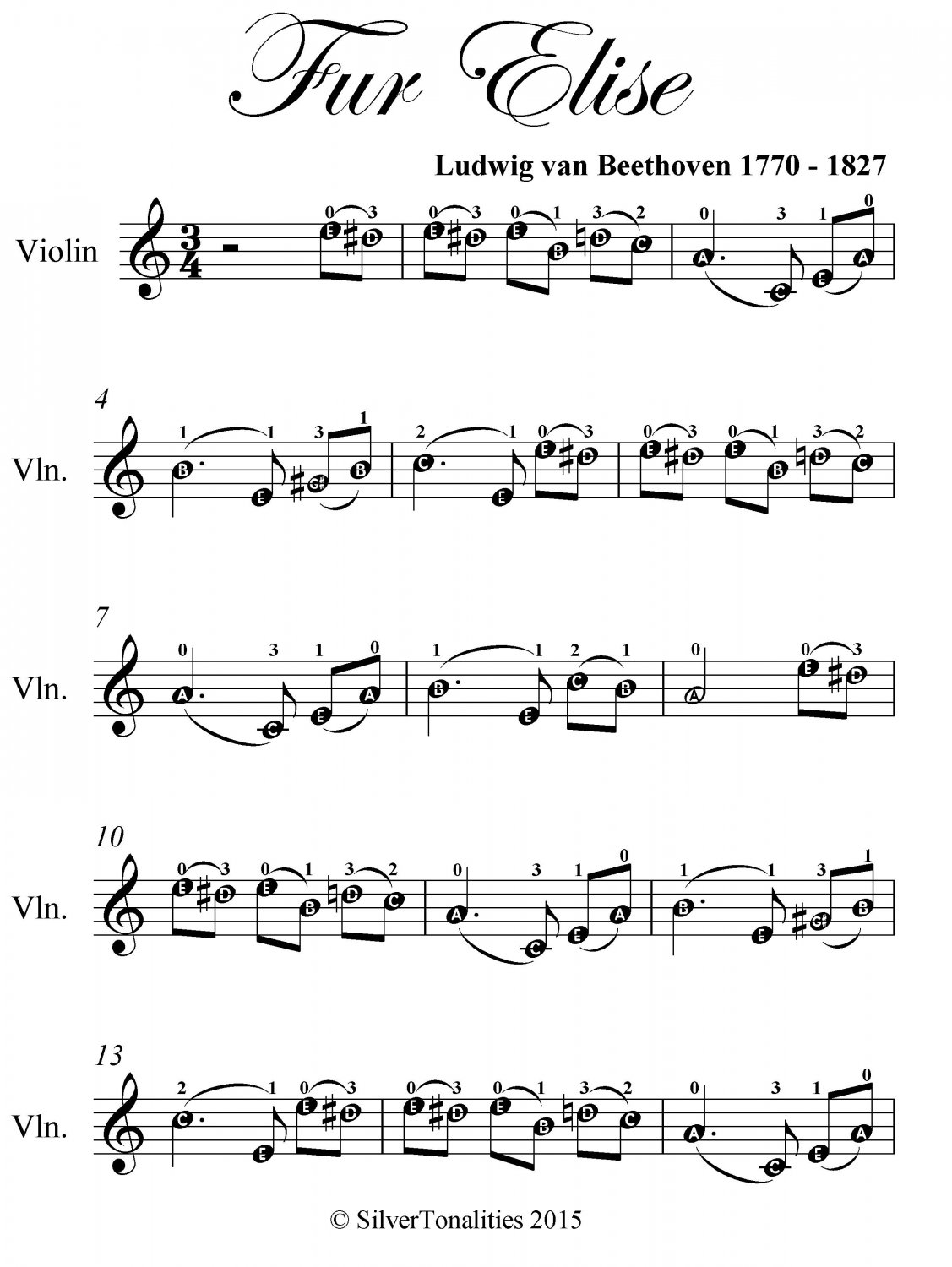 Fur Elise Easy Violin Sheet Music PDF