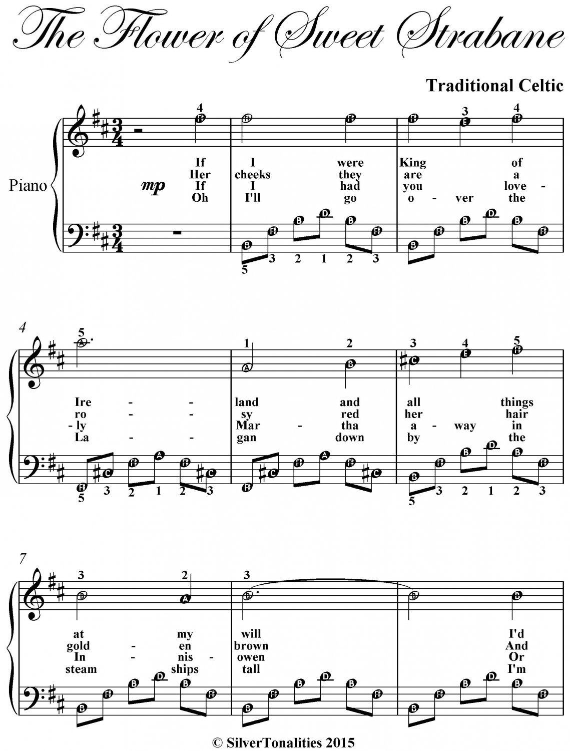 Flower of Sweet Strabane Easy Piano Sheet Music PDF