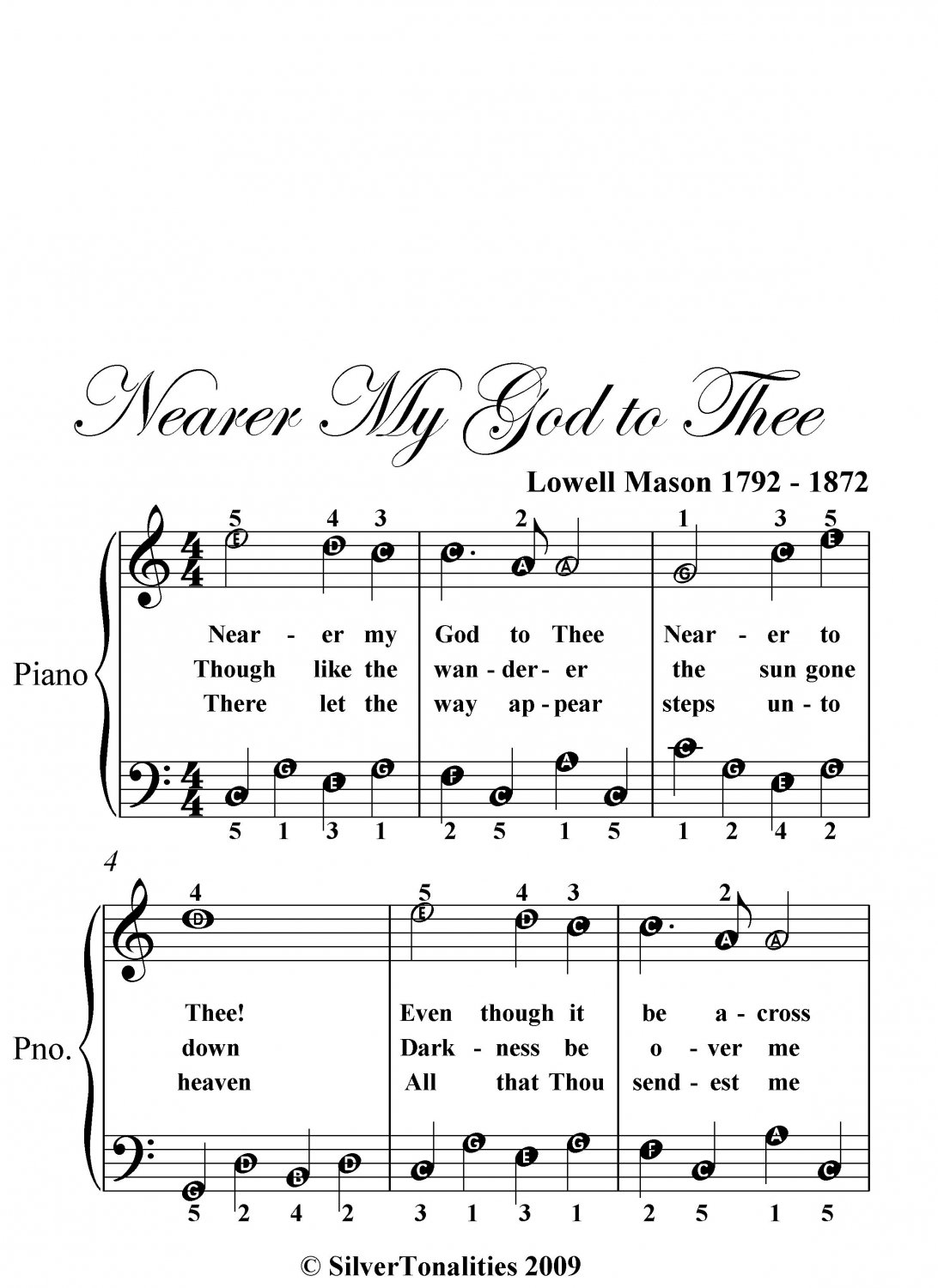 Nearer My God to Thee Easy Piano Sheet Music PDF