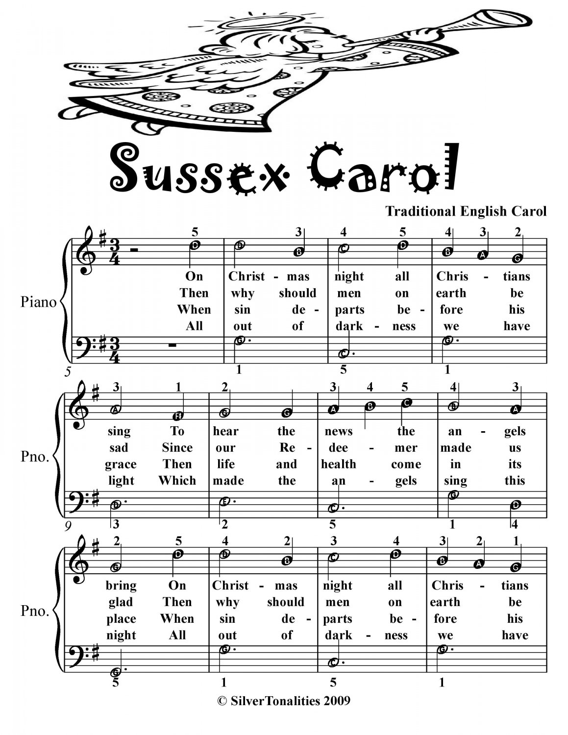 Sussex Carol Easiest Piano Sheet Music Tadpole Edition PDF