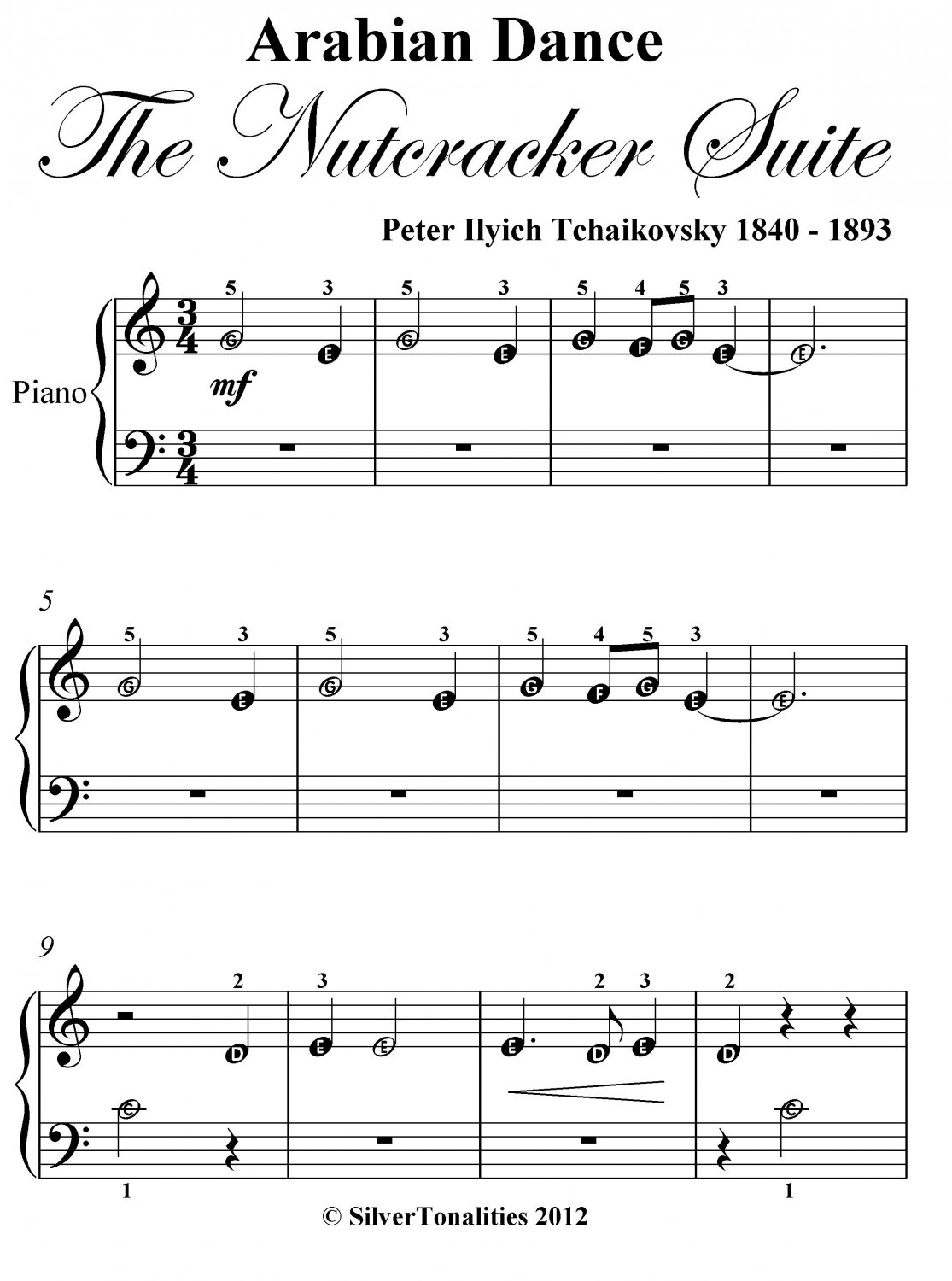 Arabian Dance Nutcracker Suite Beginner Piano Sheet Music Pdf 4980