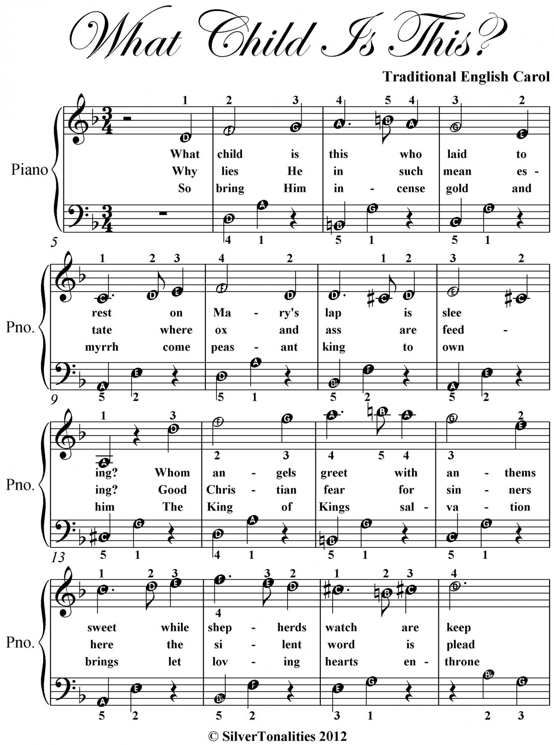 What Child Is This Easy Piano Sheet Music PDF