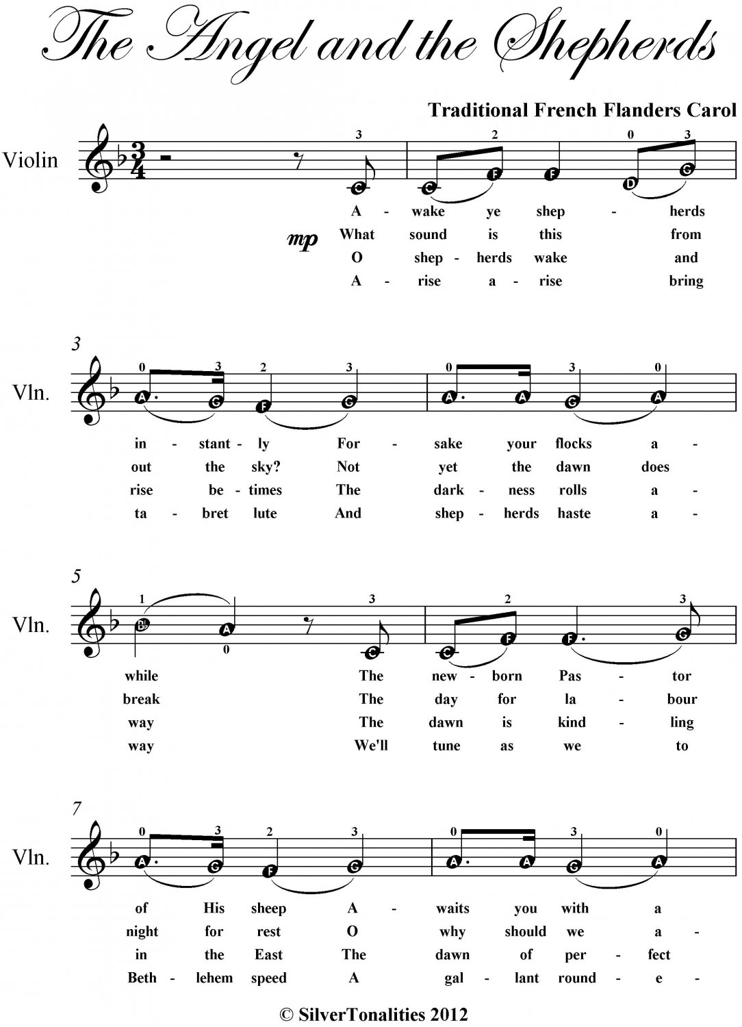 Angel and the Shepherds Easy Violin Sheet Music PDF