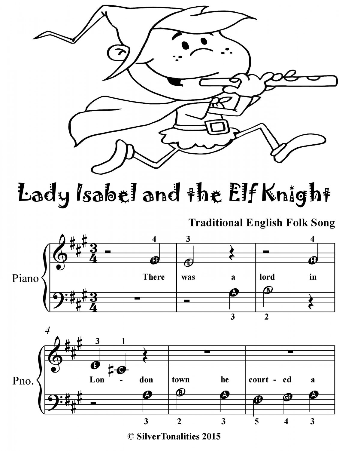 Lady Isabel and the Elf Knight Beginner Piano Sheet Music Tadpole Edition PDF