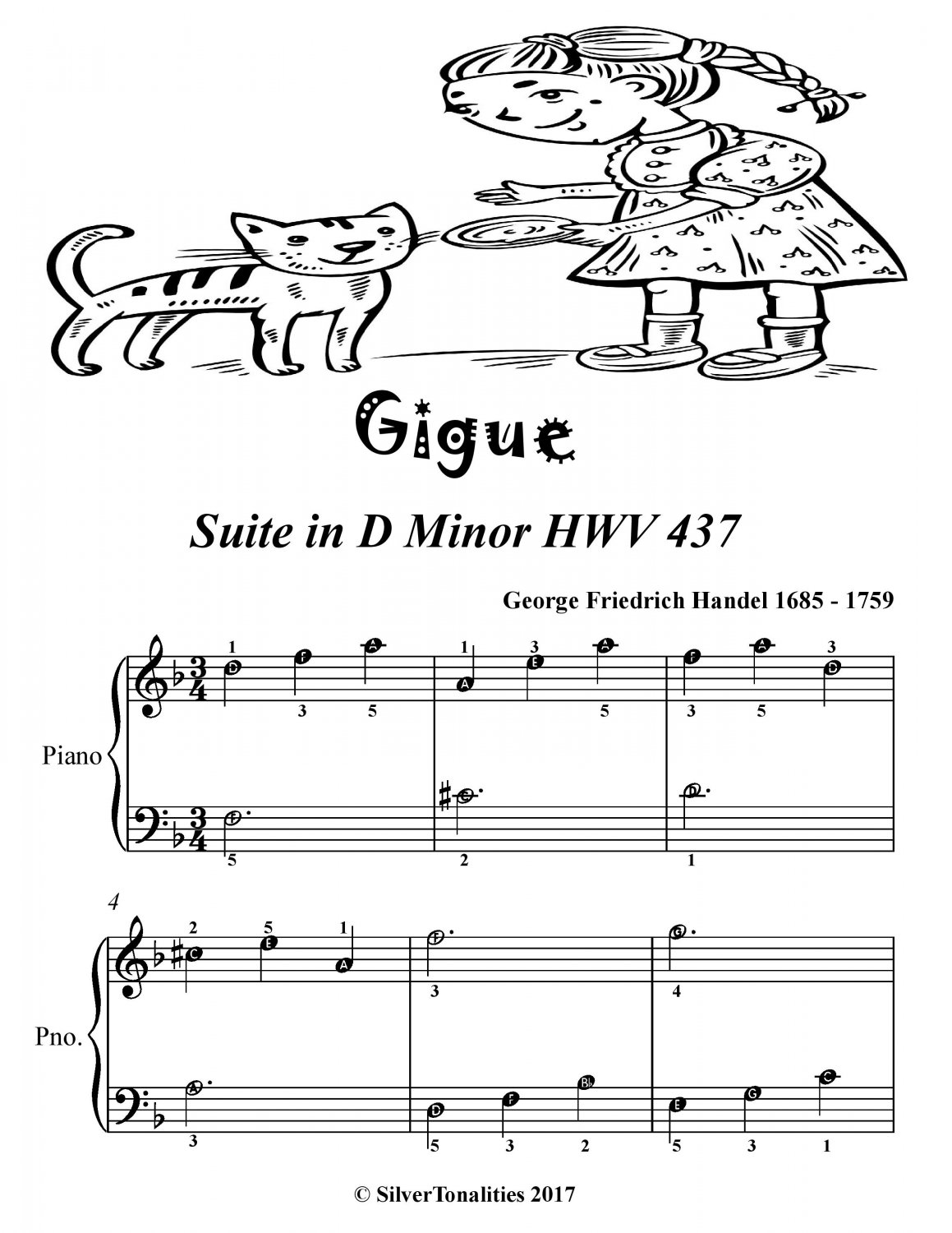 Gigue Suite in D Minor Hwv 437 Easiest Piano Sheet Music Tadpole Edition PDF